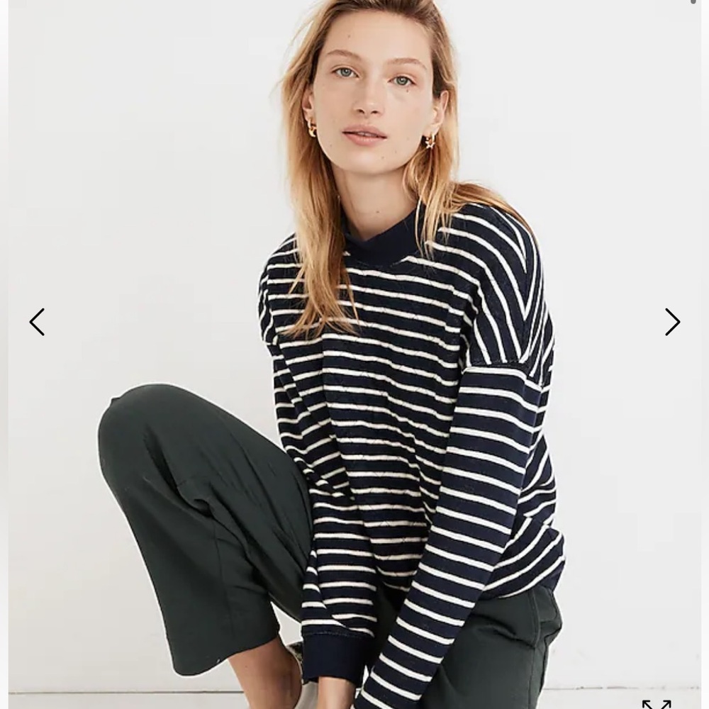 Madewell Quilted Studio Mockneck Sweatshirt in Stripe